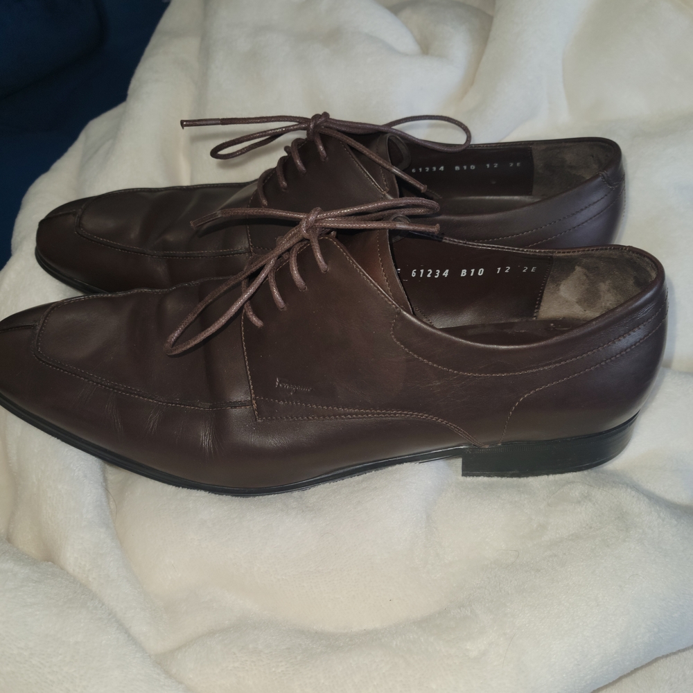 Salvatore Ferragamo Dark Brown Leather Oxfords